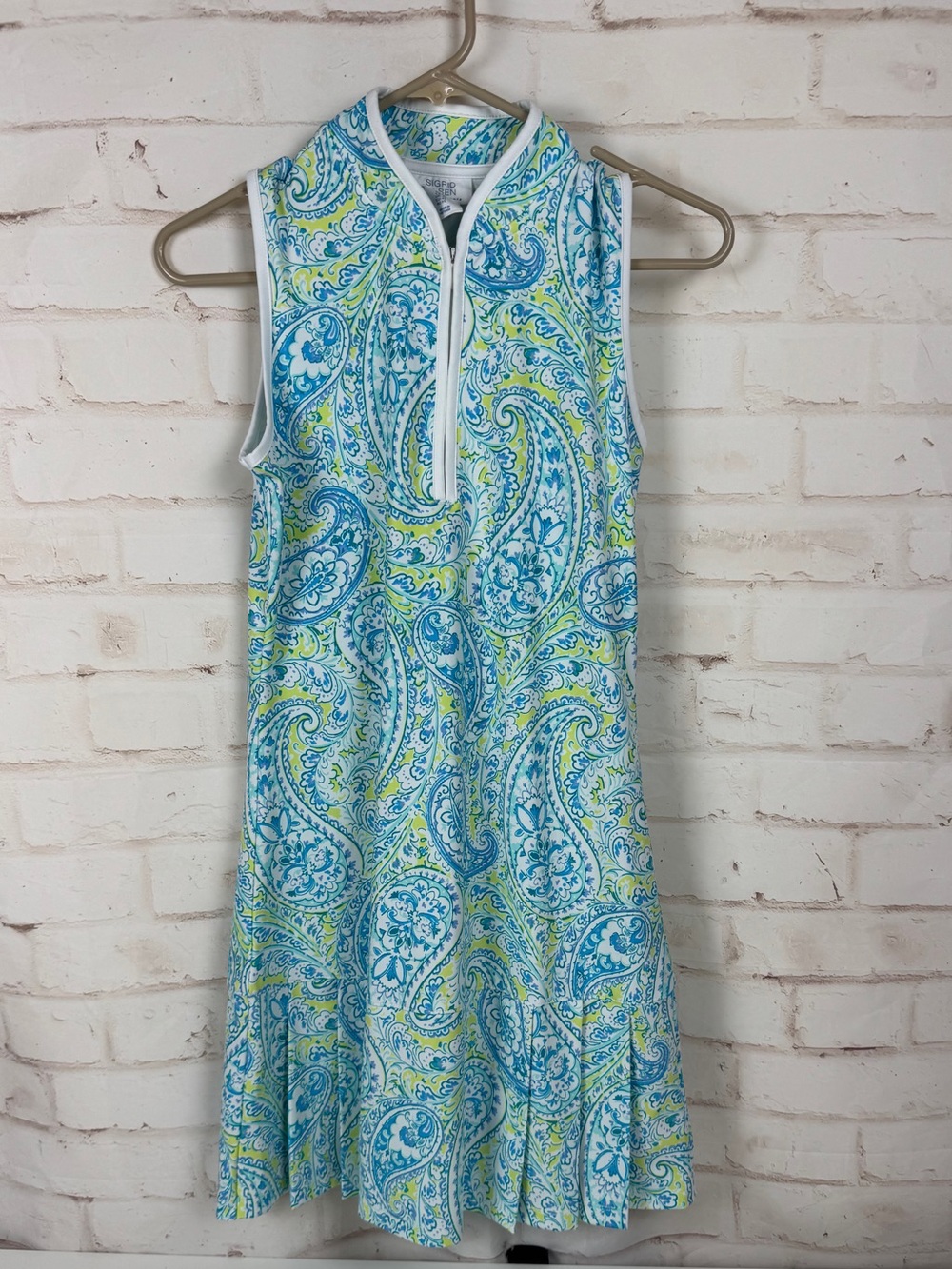 Sigrid Olsen Athletic Paisley Print Sleeveless Zip Dress Golf, Tennis EUC!!!!